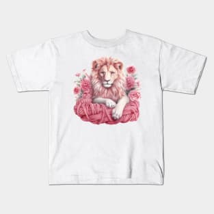 Pink Christmas Lion Kids T-Shirt